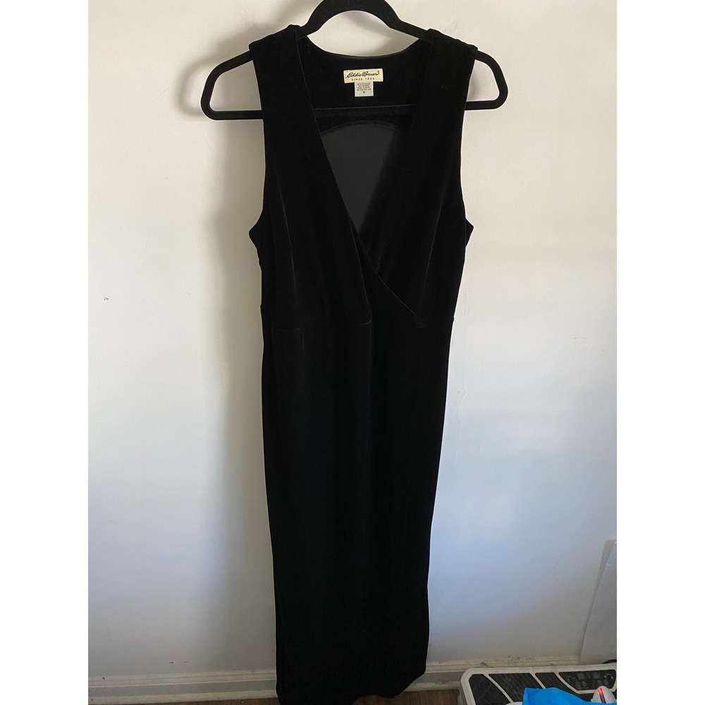 Eddie‎ Bauer Elegant Black Velvet Floor Length Party Dress Size Medium